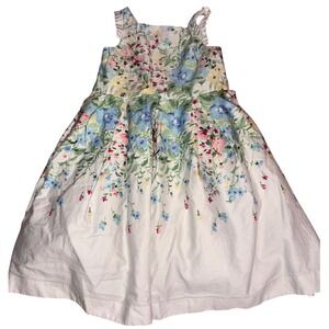 Janie and Jack Girls White Floral Sleeveless Dress Easter Spring Size 5